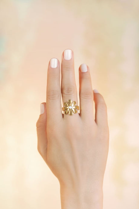 anillo floral oro