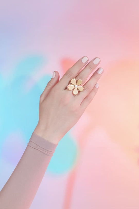 anillo flor oro